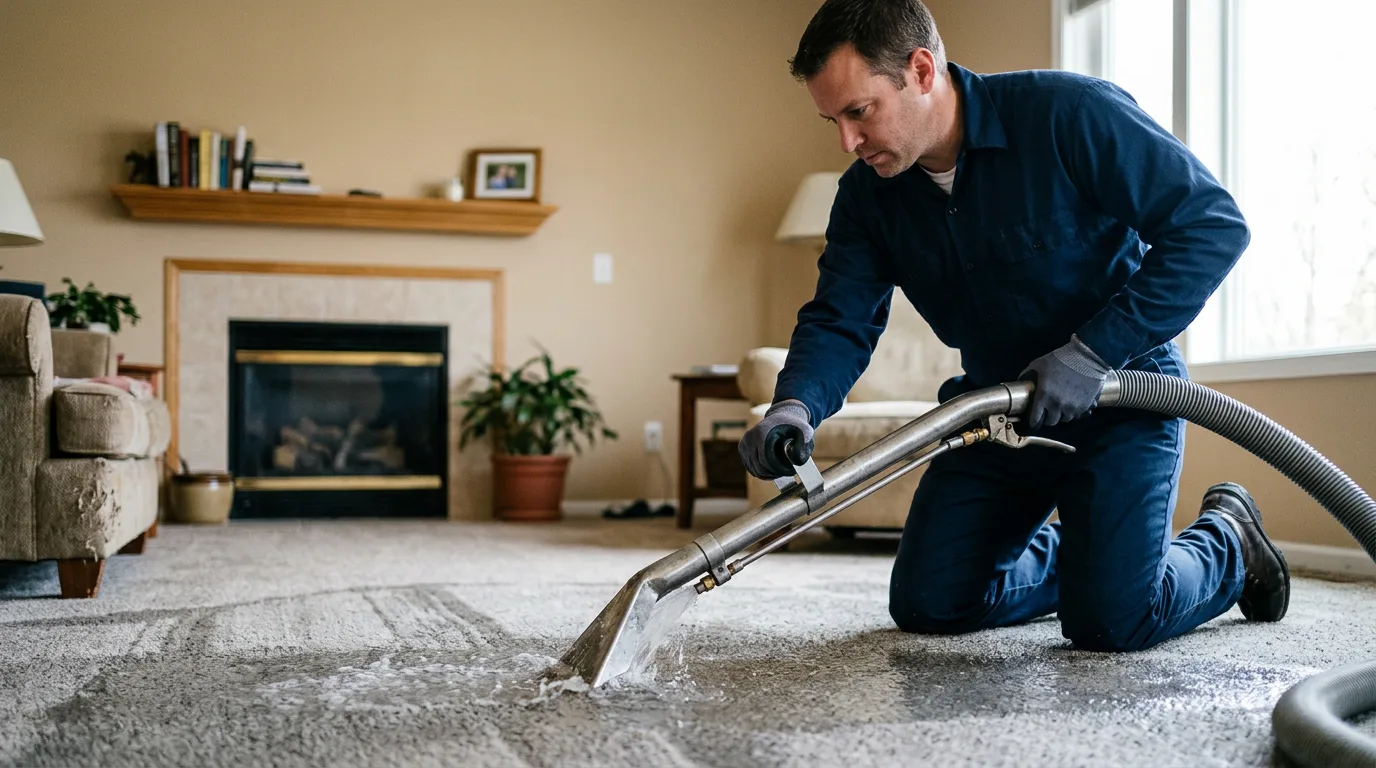 Water damage restoration technician working near Plattsmouth, NE